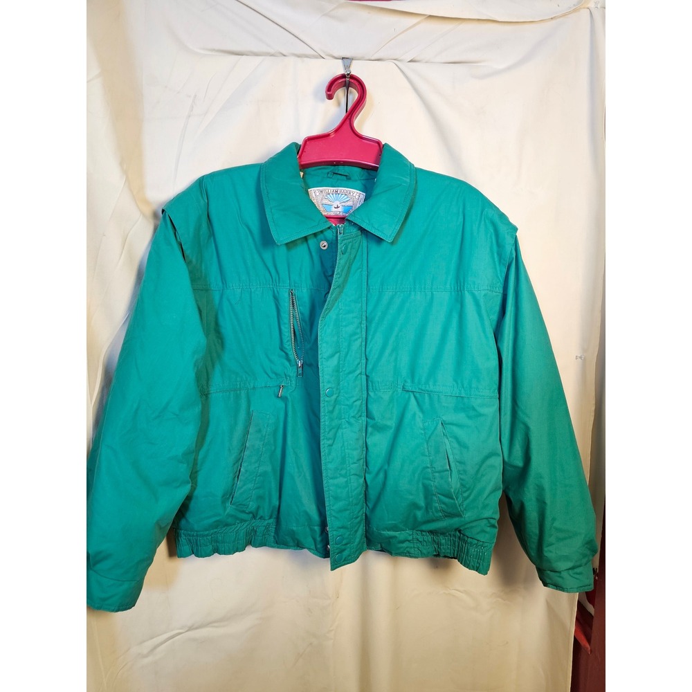 William Barry Struggle Gear Green Bomber Jacket Mens XL Vintage Full Zip Snap
